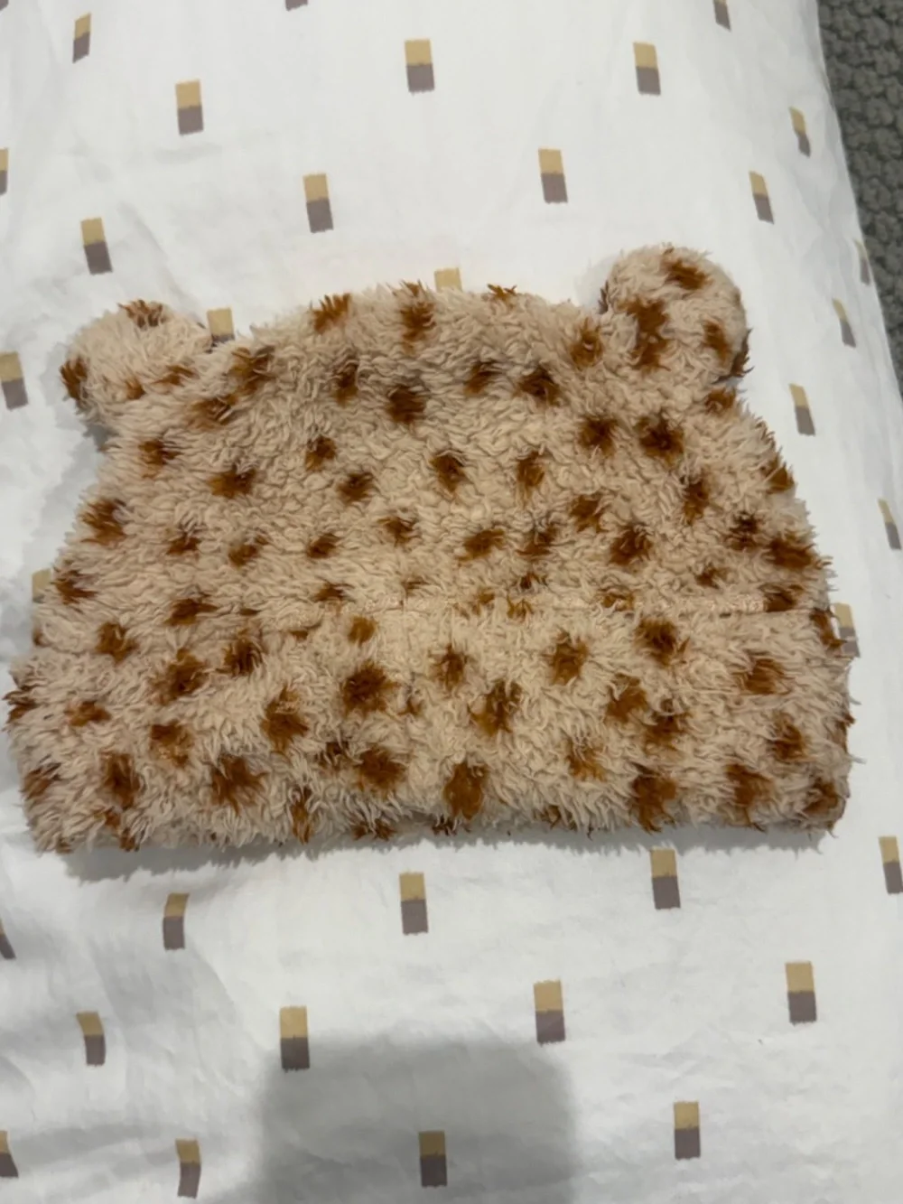 Patagonia Fleece Kids Hat with Ears Cheetah Print